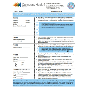 Metabolic Screening Results