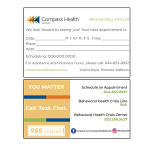 Behavioral Health Appointment Card
