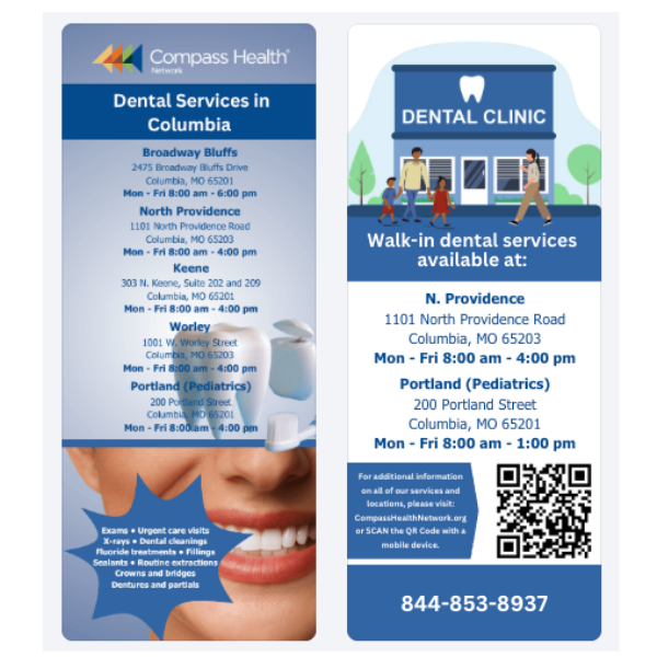 Columbia Dental Rack Card